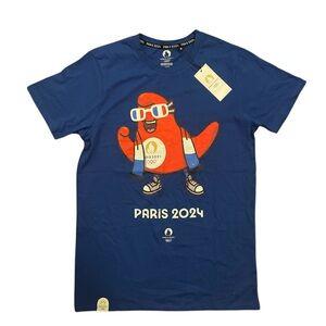 Paris 2024 Olympics Mascot Official Blue T-Shirt Tee Men’s Size Medium NWT